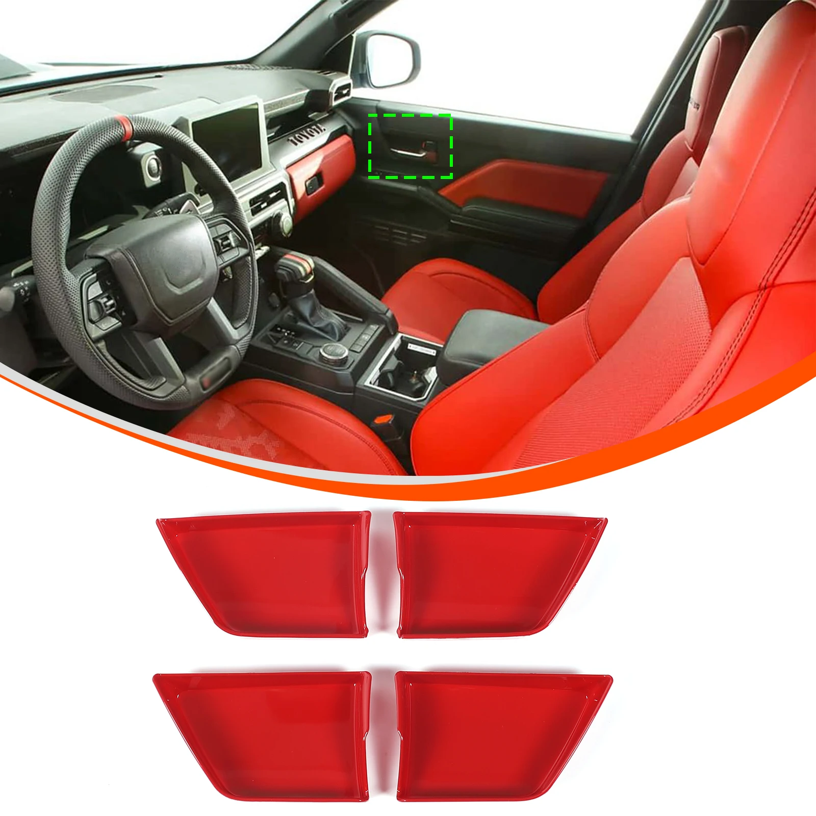 

Zinky ABS Red Car interior door bowl panel decorative stickers For Toyota Tacoma 2024+ Interior accessories 4 Pcs