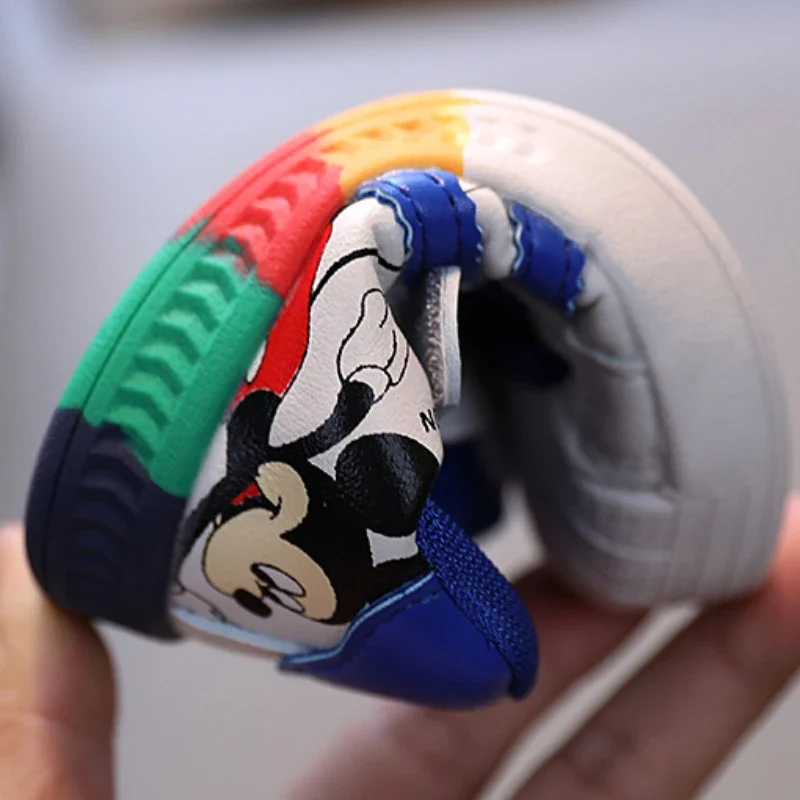 Disney White Casual Shoes for Baby Boy Girl Children Sneaker Mickey Mouse Kids Shoes Toddler Walking Shoes Kids Anti-slip Shoes