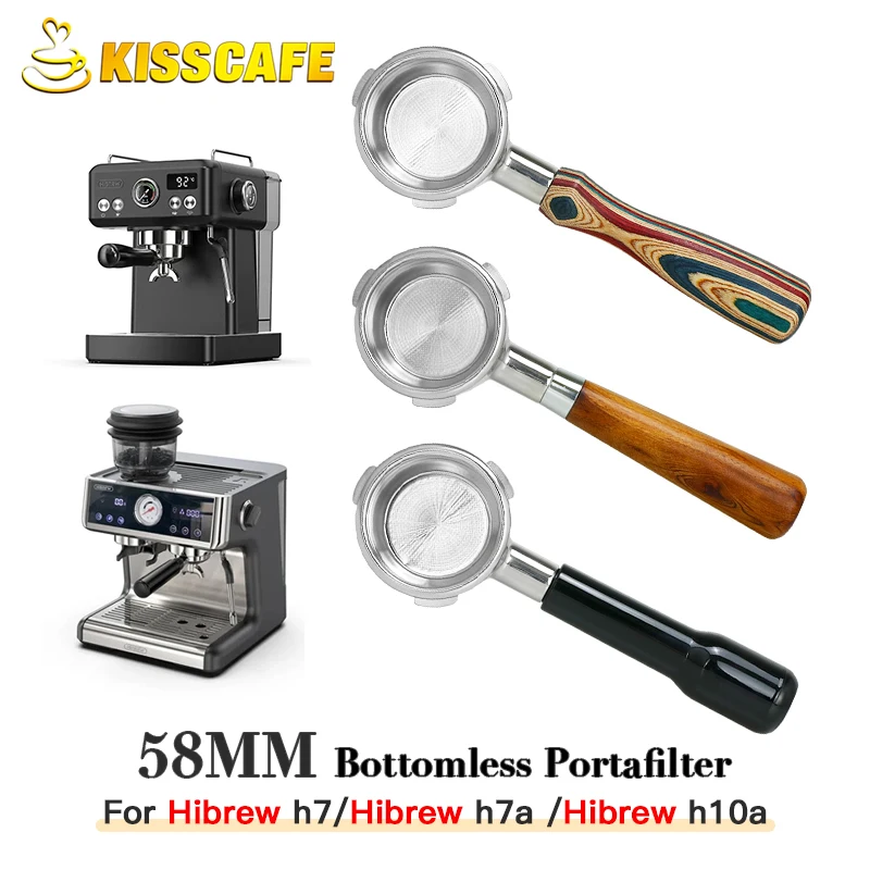 58MM Coffee Bottomless Portafilter Stainless Steel With 2 Cup Filter Basket For Hibrew h10a h7 h7a Machine Espresso Barista Tool