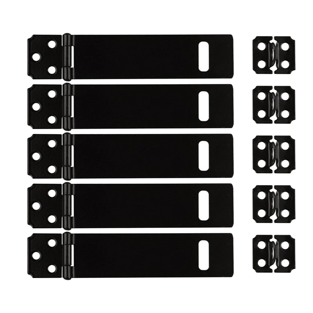 

5pc Iron Hasp Staple Heavy Duty Door Lock Clasp Padlock Security Gate Garage Storage Shed Durable Concealed Screws Easy Install