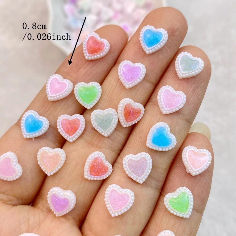 100Pcs Mixed Nail Art Resin Shiny Heart-Shaped Designer Charms Rhinestones DIY Craft For Nail 3D Decorations Jewelry