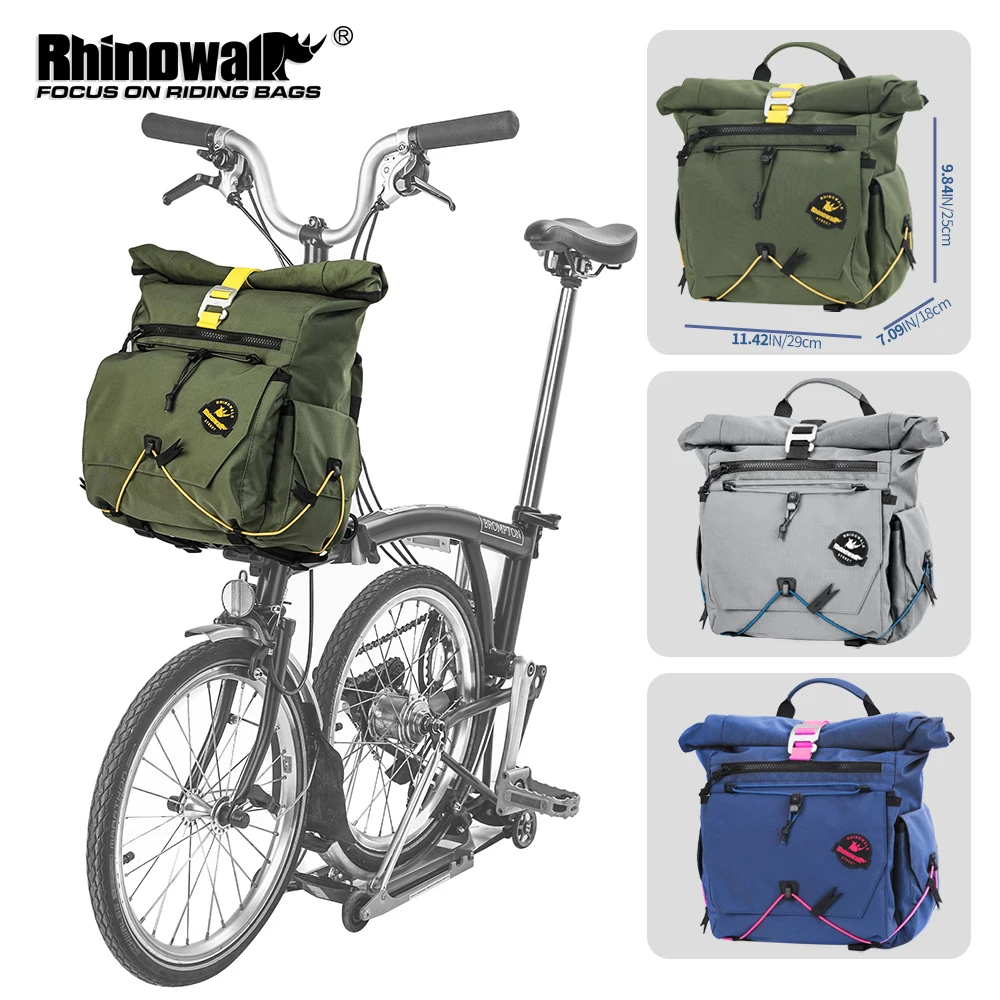 Rhinowalk Folding Bike Handlebar Bag Extensible Cycling Front Basket Storage With MOLLE System Rack Support For Brompton Dahon