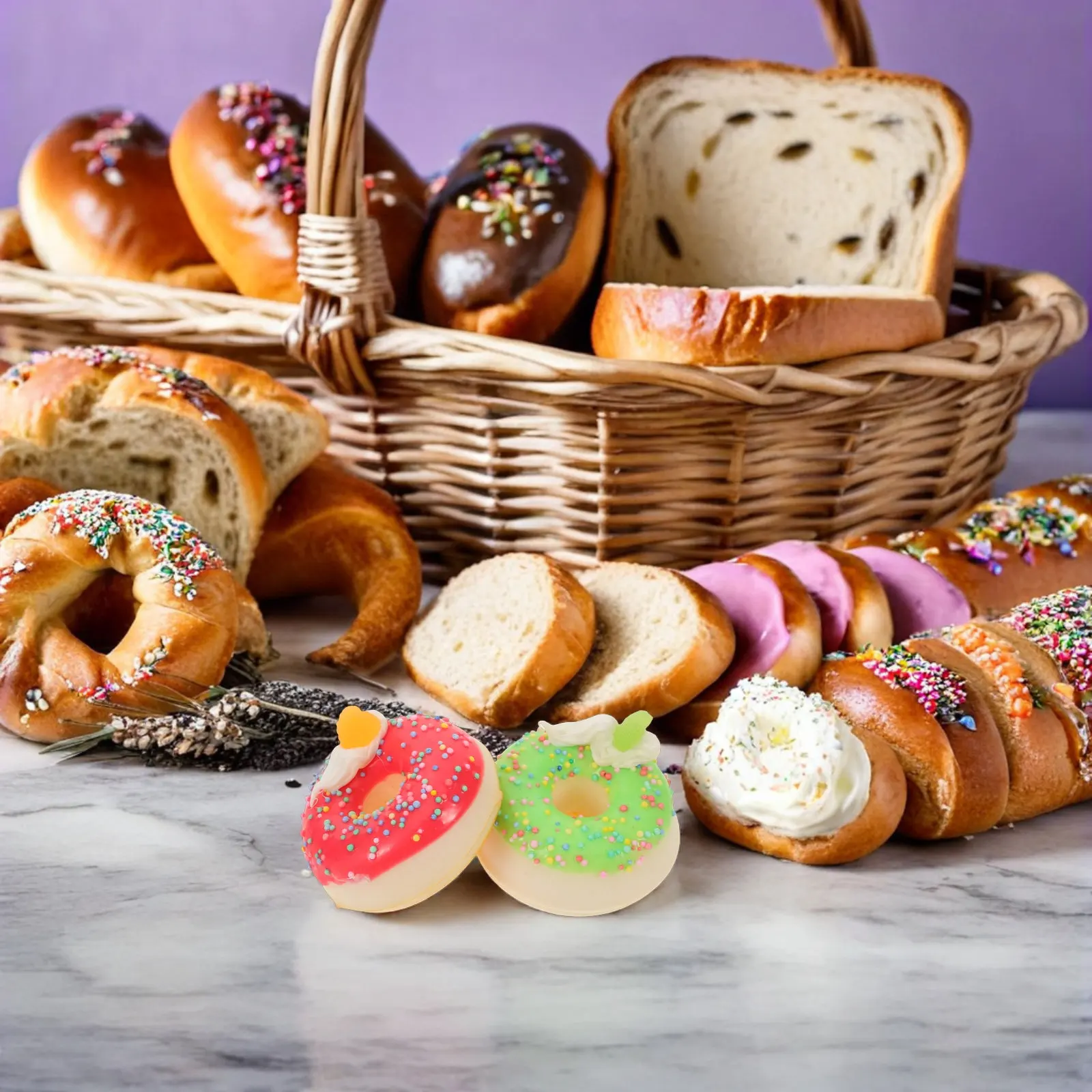 7pcs Set Artificial Donuts Dessert Table Decor Bakery Shop Display Props Simulation Cupcake Dount Cake Topper Fake Food