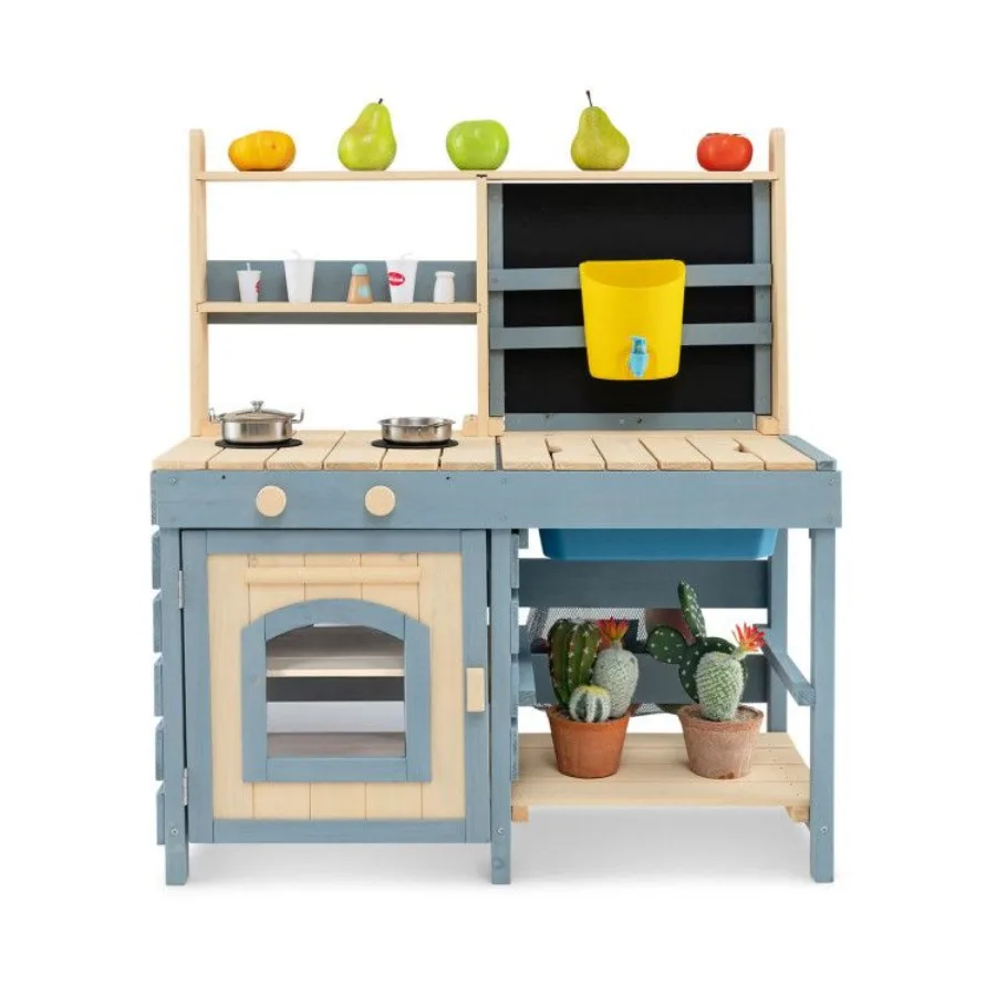

2In1 Outdoor Mud Kitchen with Faucet and Extra Chalkboard