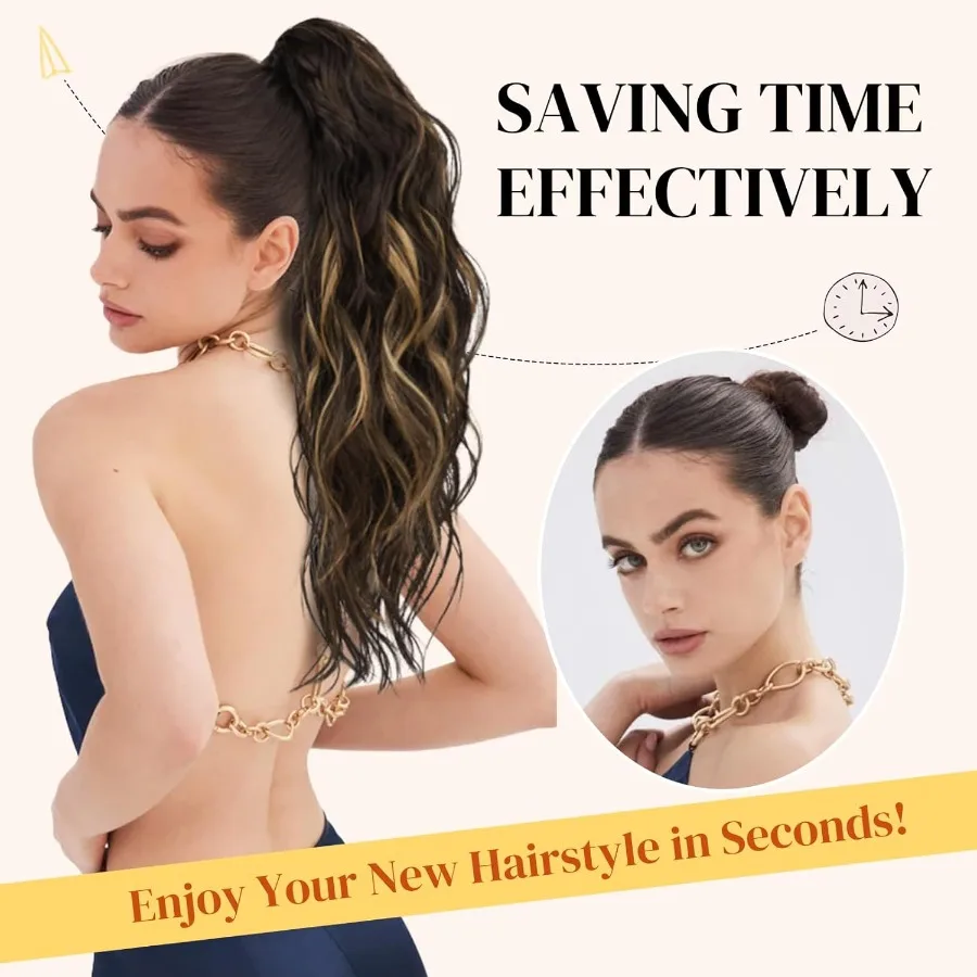 LONAI Extension de queue de cheval 18 pince à griffe ondulée Extensions de queue de cheval ZJ001 pince à griffe ondulée bouclée dans les Extensions de cheveux faux Pon synthétique