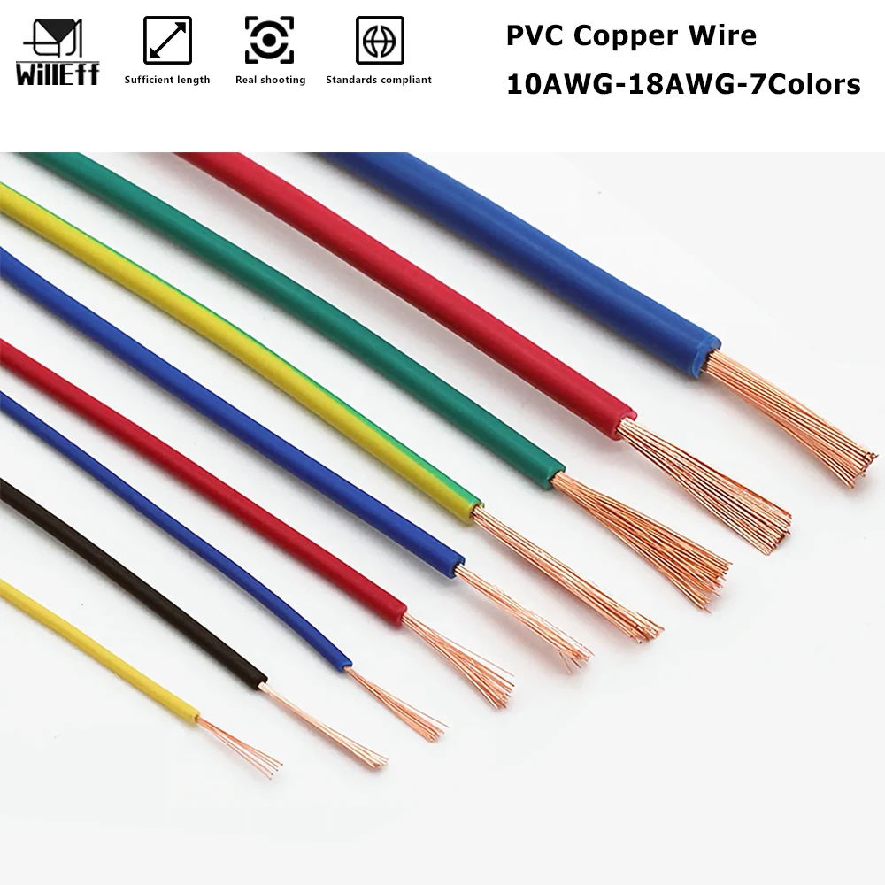 10Colores Soft Copper Electric wire Annealed copper wire Pure Copper cable Stranded Wire Power extension cord 19awg 20awg 22awg