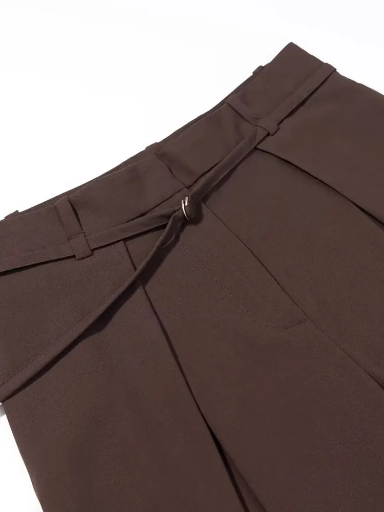 NLZGMSJ オフィスウェア女性アンクルパンツ 2025 秋ハイウエストパンツ女性カジュアルズボンベルト付きパンツ Y2K