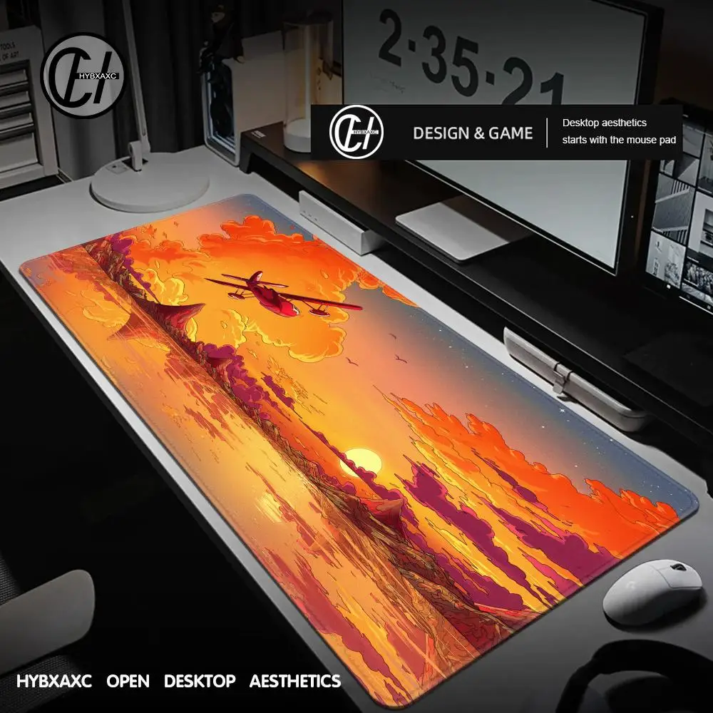 

Sunset View HD Design Large Desk Pad Airplane Mouse Pad Rubber Lock Edge Computer Mats for Desktop Perfect Gift for Friends
