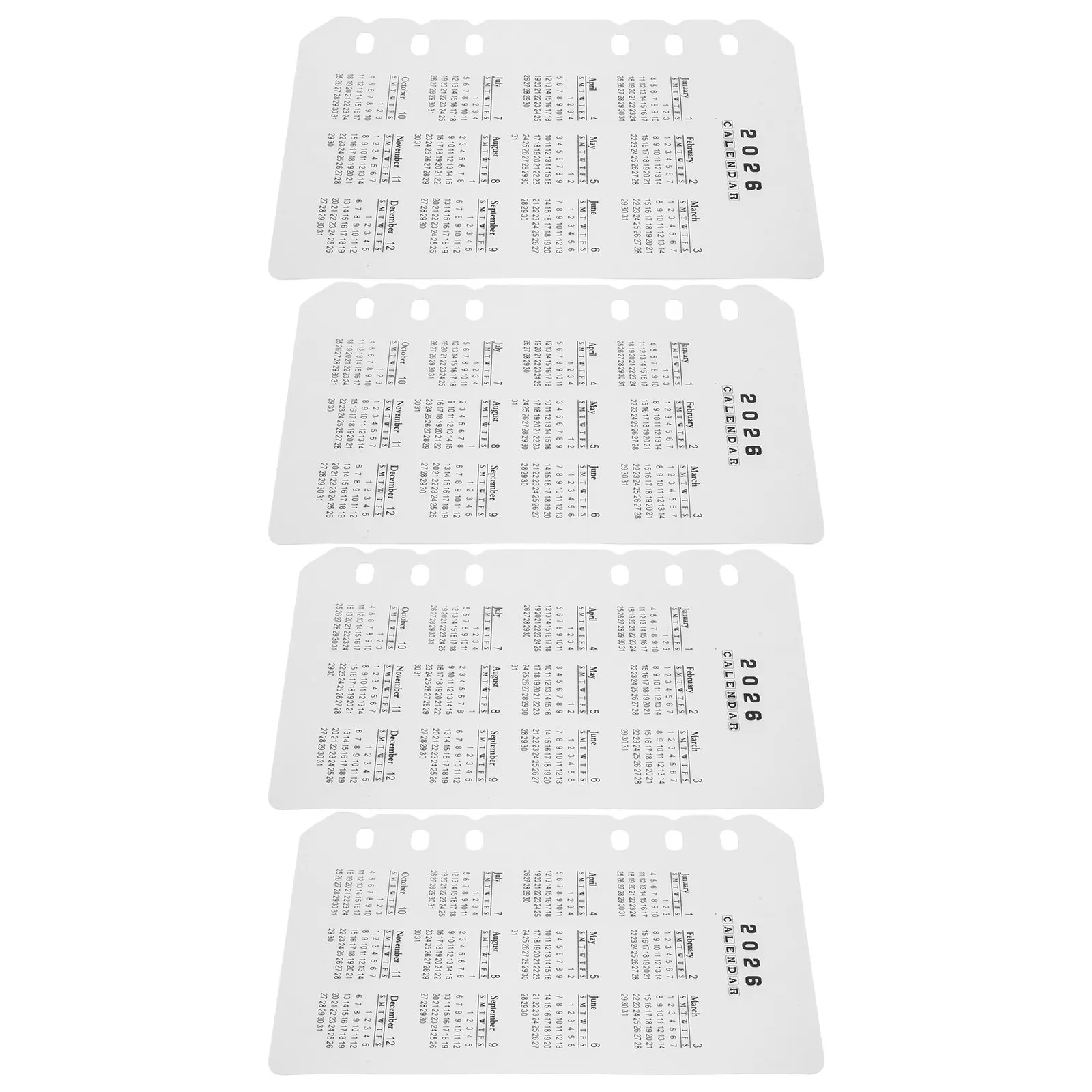 

Набор из 4 прозрачных матовых пластиковых вкладышей-разделителей формата А6 с 6 отверстиями для календаря-планировщика на 2026 год