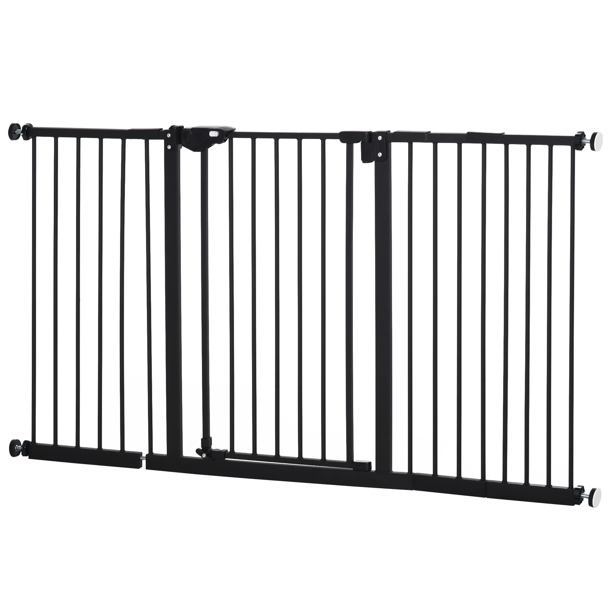 PawHut Extendable Security Barrier for Doors and Ladders Automatic Closure Dog Barrier with Metal Double Lock System 74-147.5x76,2 cm