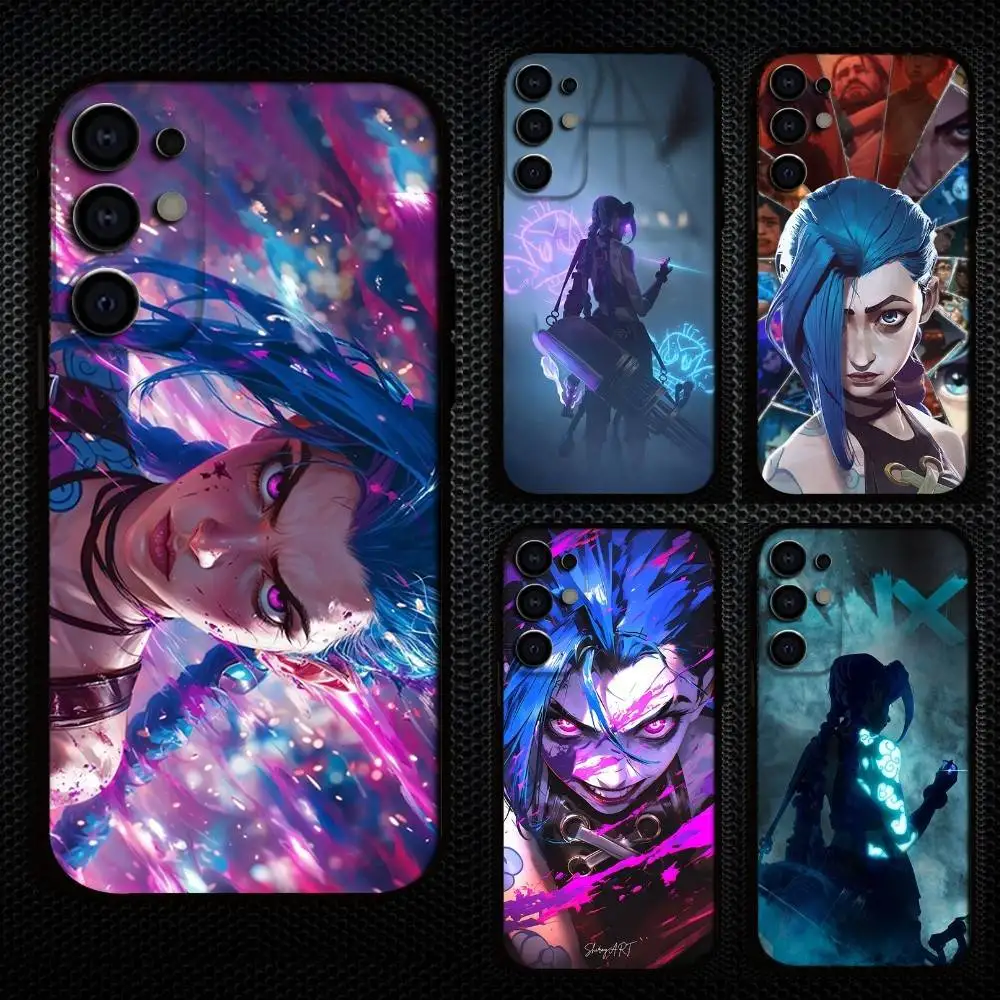 حافظة هاتف J-Jinx Arcane L-LOL لهاتف سامسونج S25، S24، S21، S22، S23، S30، Ultra، S20، Plus، Fe، Lite، Note، 10,9,5G غطاء أسود