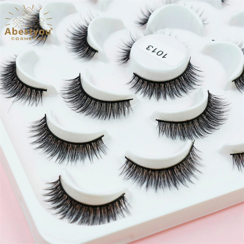 Abestyou-Faux cils 3D naturels, 10mm, 10 paires, pour petites entreprises, accessoires de maquillage