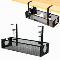 Adjustbale 0.4 to 2.4 inches No Drill Cable Organizer, Under Desk Cable Management Tray with Clamps