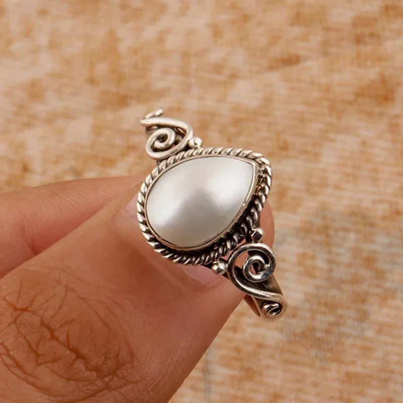 

Gift New Water Drop White Crystal Ring, Women's Elegant Art, Classical Style, Pearl Fashion, Personalized Jewelry Accessories