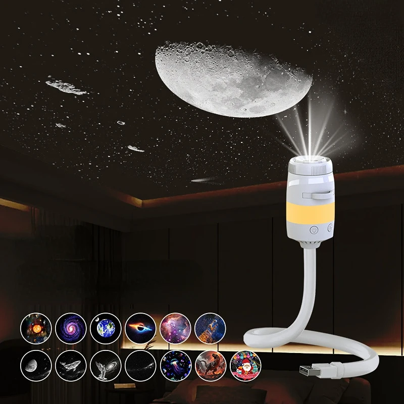 New  Mini USB Galaxy Star Projector Night Light 360° Rotate Multiple Scenes Adjustable LED Starry Sky Ambient Lamp Home Decor
