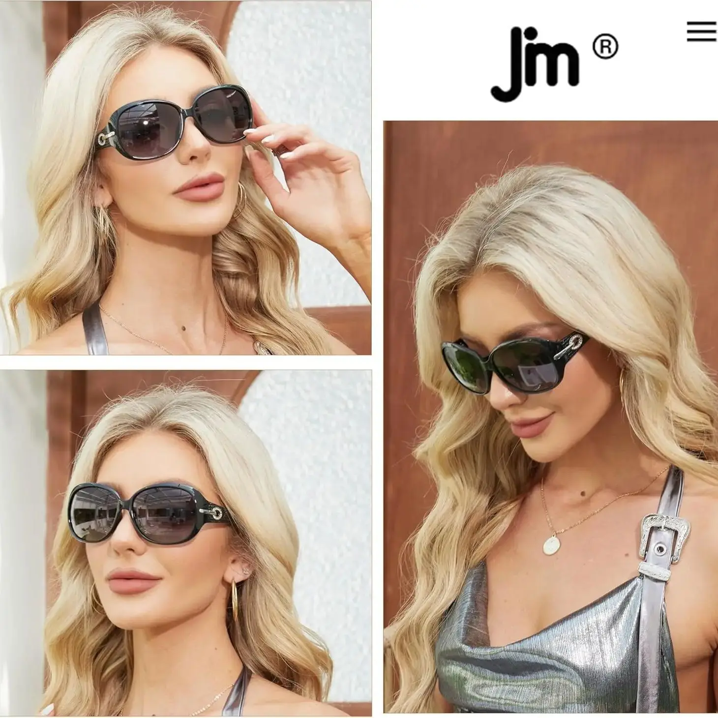 JM Large Round Bifocal Reading Sunglasses for Women Vintage Oversized Lady Reading Glasses Outdoor UV400 Protection Black +4.0