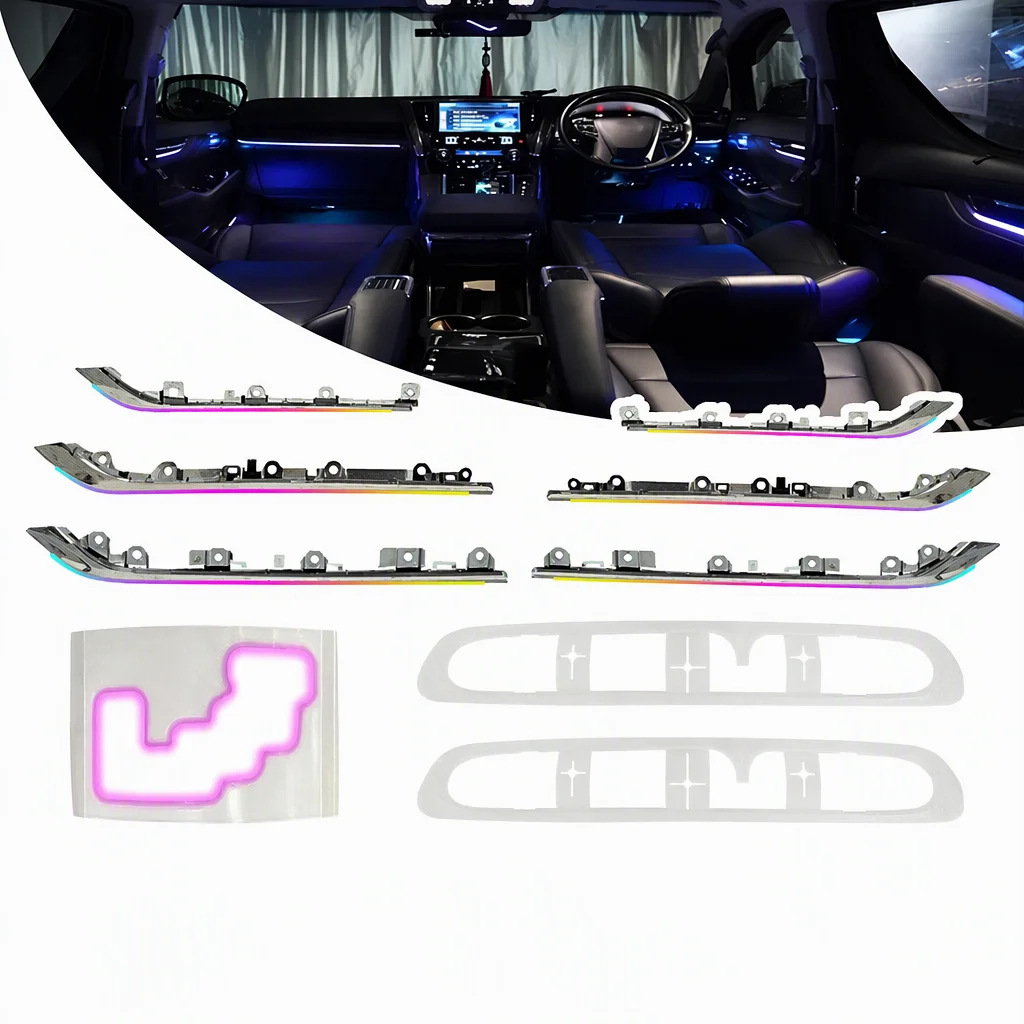 26 in 1 25 Lights 64 Colors Screen Application Control Lighting Set Kit for Toyota Alphard Vellfire 30 2015-2024