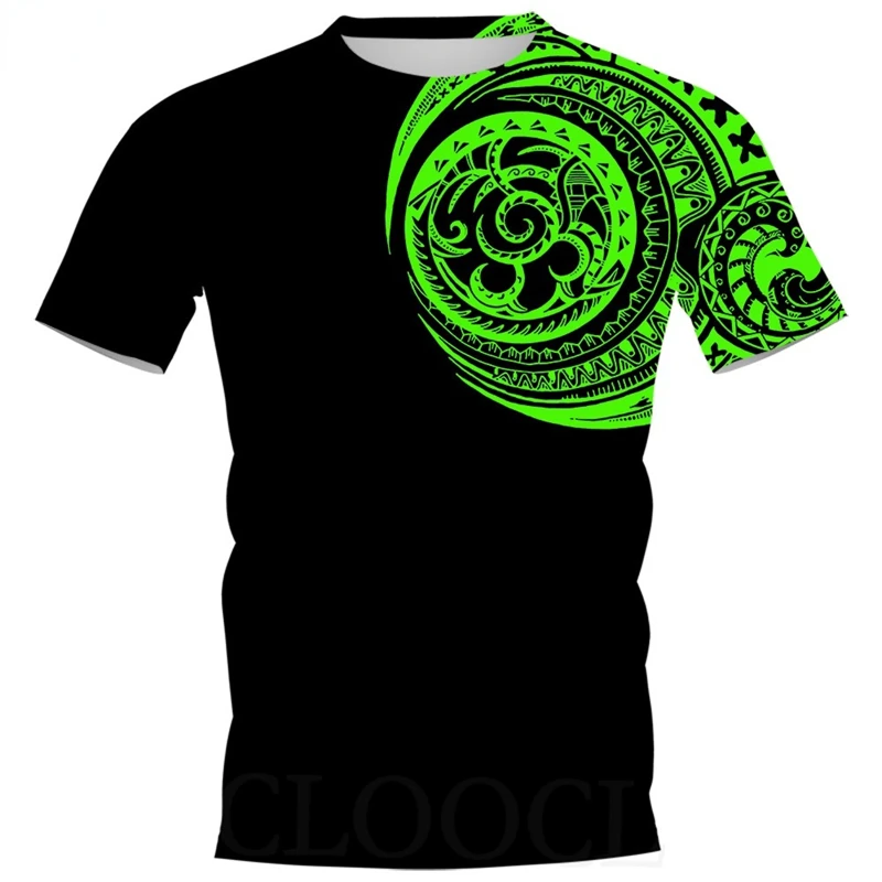 2024 European And American Casual O-neck Tee Tops 3D Printed Viking Tattoo Polynesian Style T Shirt Men Luxury Designer T-shirt