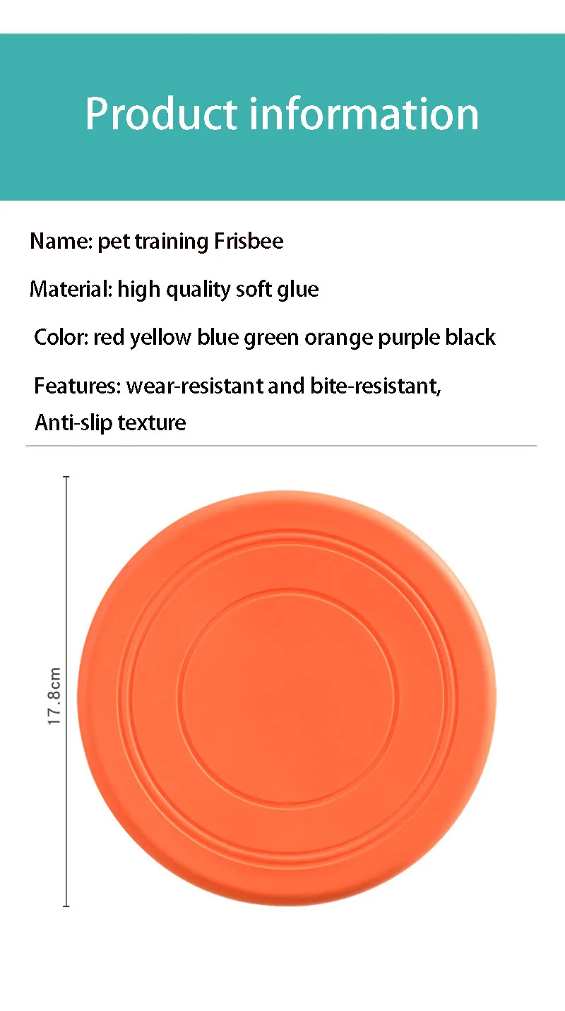 7-Farben-Silikon-fliegende Untertasse, lustiges Hundekatzen-Spielzeug, Hundespiel, fliegende Scheiben, beständig, zum Kauen, für Welpen, Training, interaktives Heimtierbedarf – Detail 6