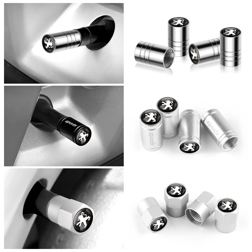 4PCS Auto Tire Valve Air Stem Cap Car Tyre Valve Cover Accessories For Peugeot 206 208 308 3008 307 207 508 407 2008 406 106 107