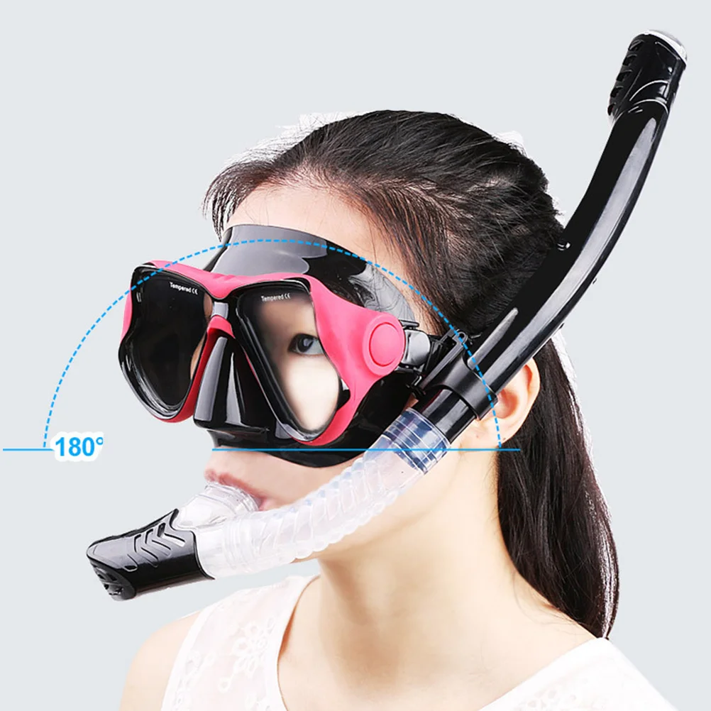 

Adult Snorkeling Scuba Diving Mask Professional Beginner Friendly Clear Sight Anti-Fog Red Breathing Tube Stent