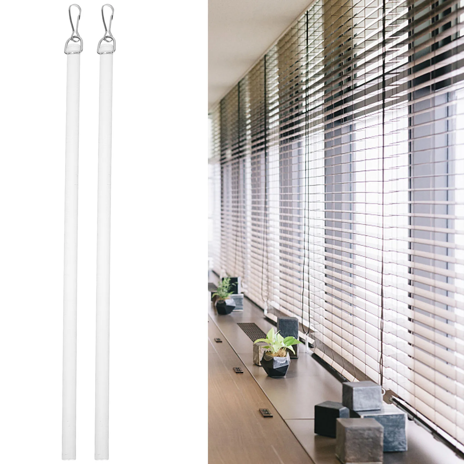 2Pcs Transparent Drapery Wand 30Cm Clear Curtain Opening Rod Universal Curtain Pull Stick Plastic Wand Caps Hook Window Blind