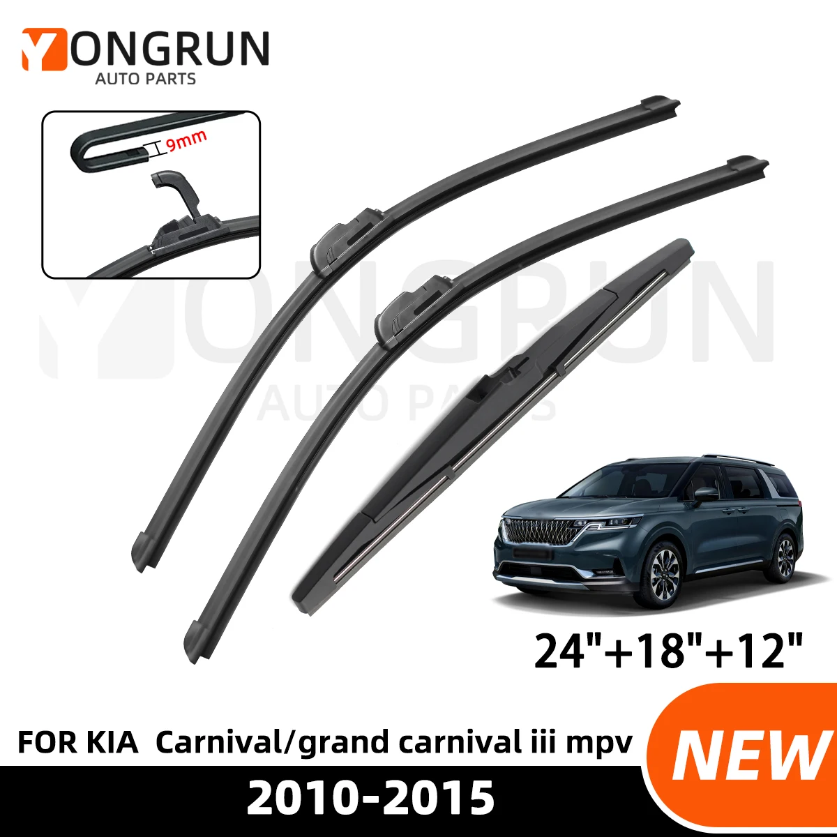 

YONGRUN 3PCS Front And Rear Windshield Wiper Blades Are Suitable For Kia Carnival/Rand Carnival Iii Mpv 2010-2015 Automotivepart