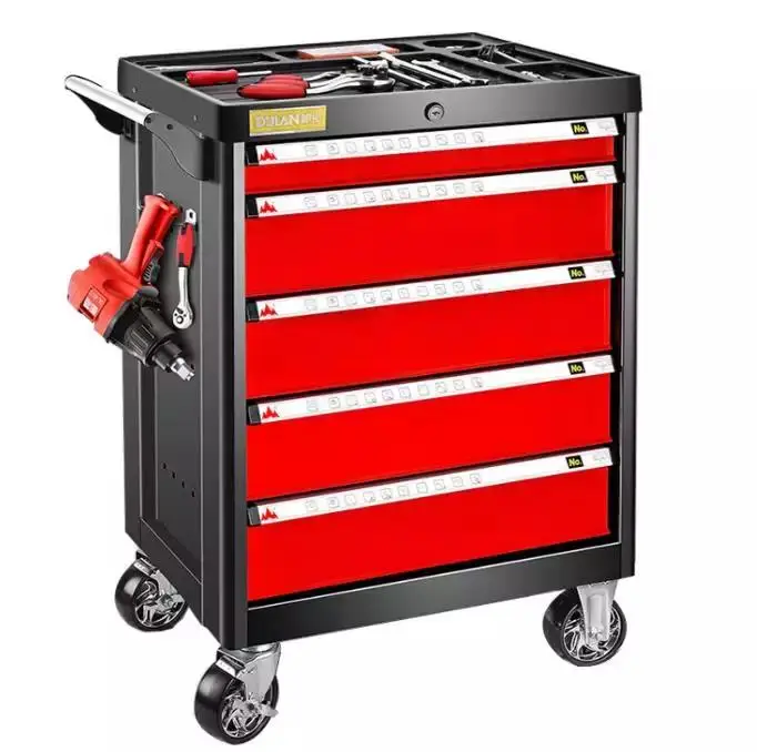 CE 5-Drawer Rolling Tool Box Equipment Storage Garage Steel Tool Chest Garage Storage Mechanic Tool Cart