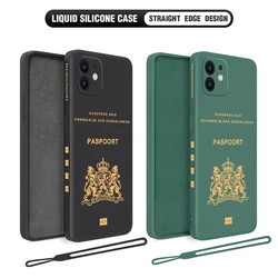 Netherlands Passport Cover Phone Case For iPhone 15 14 13 12 11 Pro Max Mini X XR XSMAX SE 8 7 6 Plus Soft Liquid Silicone Cover