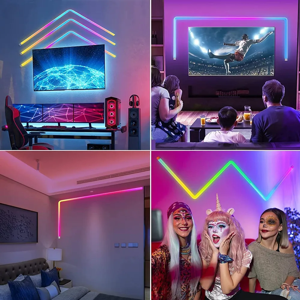 Imagem -06 - Rgb-smart Wall Led Barra de Luz Controle App Multicolorido Música Sincronização Faça Você Mesmo Atmosfera Luz Noturna tv Quarto Sala de Jogos Barra Decoração