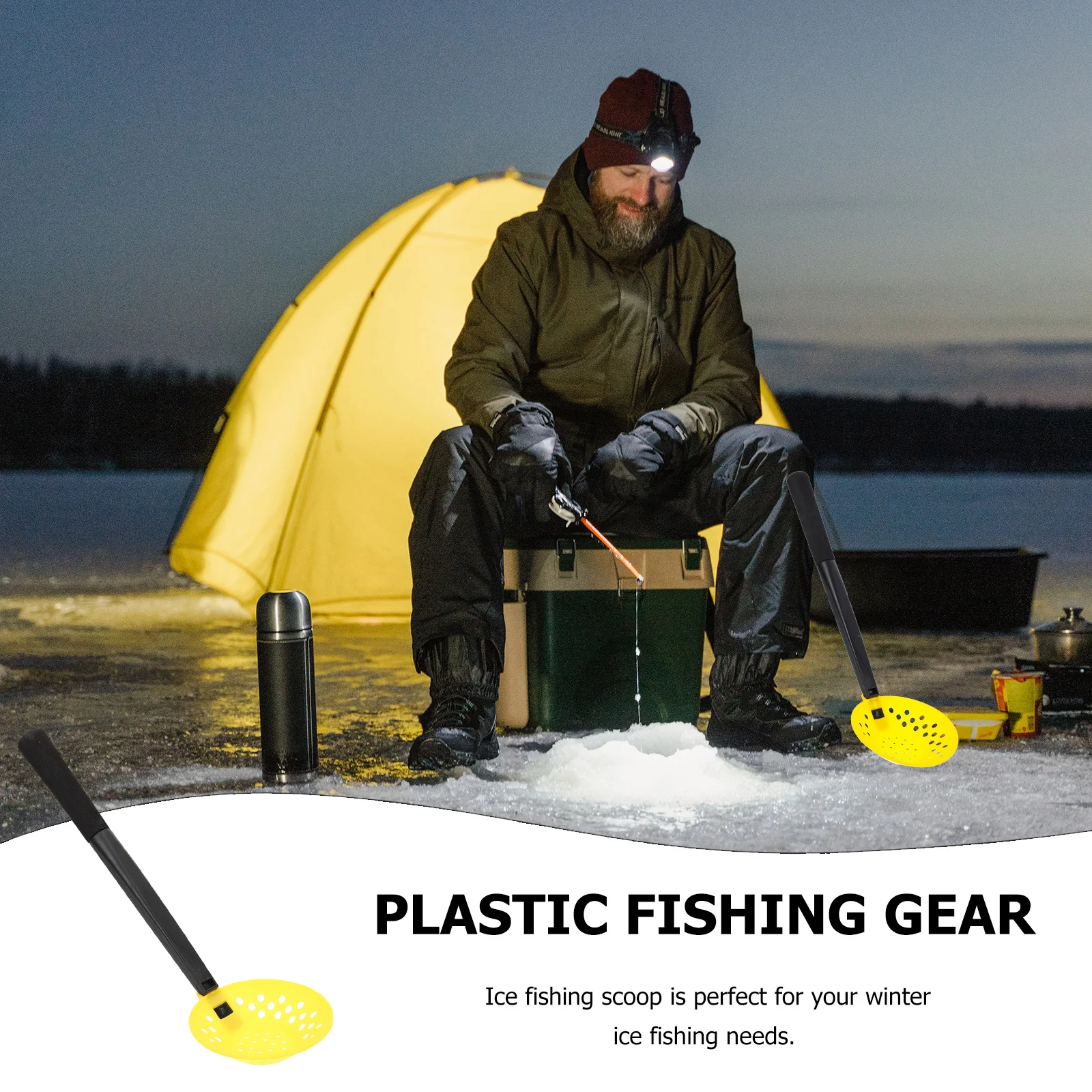 

Fishing Ice Scoop Detachable Foldable Ergonomic Outdoor Equipment Long Handle Reusable Ice Skimmer Convenient Fishing Equipment