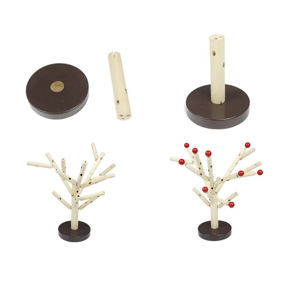 1Set Eco-Friendly Wooden Creative 3D DIY Handcraft Educational Tree Leaves Block Hand-Eye Coordination Game