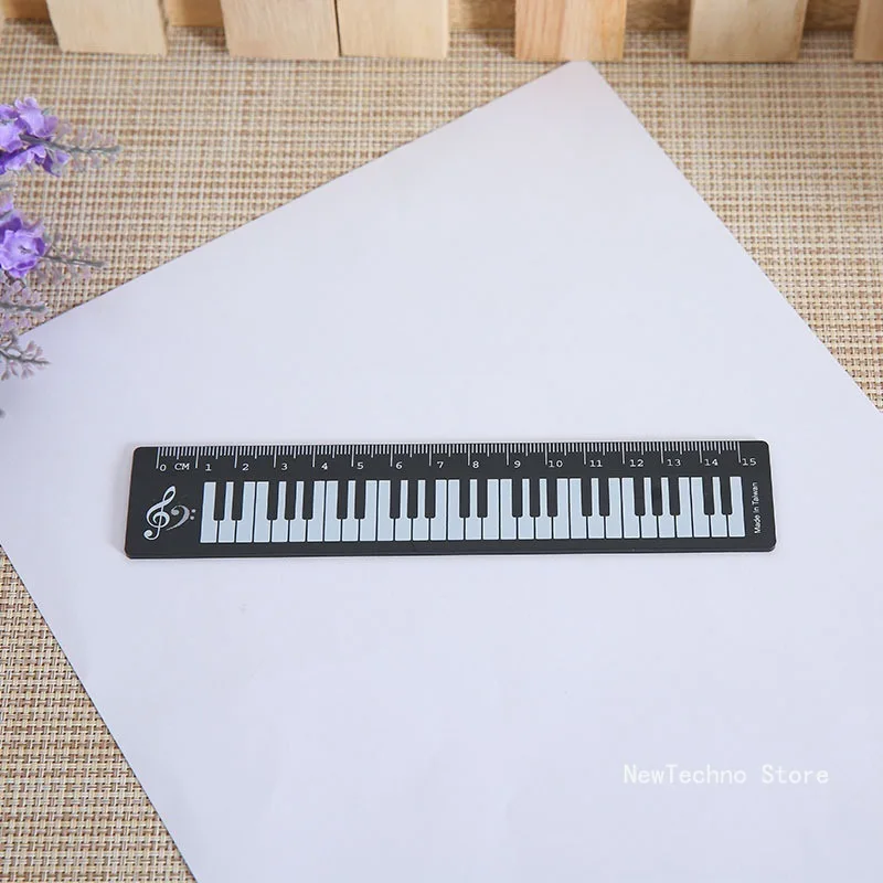 Music Straight Rulers Creative Cat Musical Note Piano Transparent Ruler Bookmarks Measuring Scale Office Stationery Supply