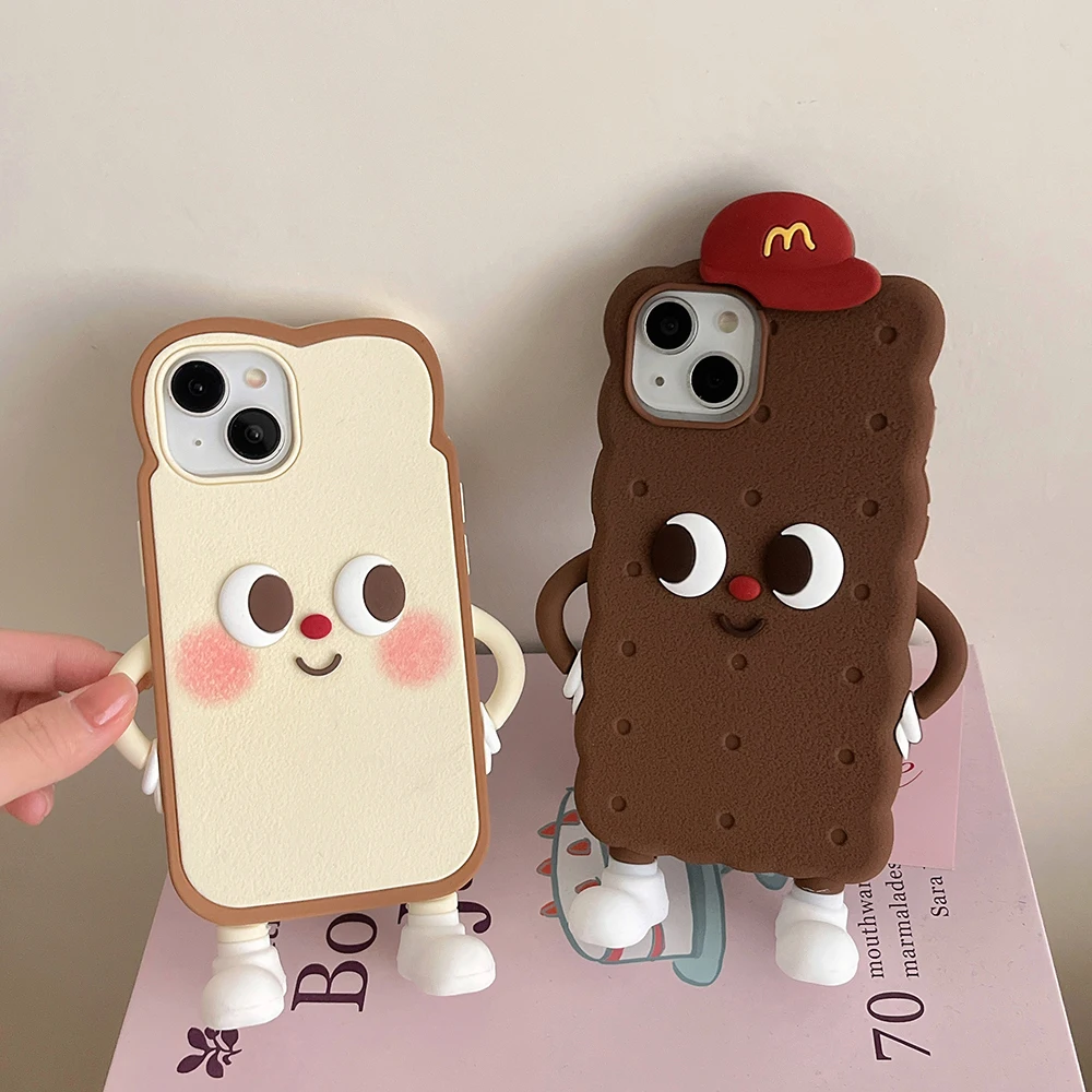 Kawaii 3D Japan Ins Chocolate Toast Cookies Weiche Silikon Handyhülle Stoßfeste Abdeckung für iPhone 16 15 14 13 12 Pro Max – Detail 12