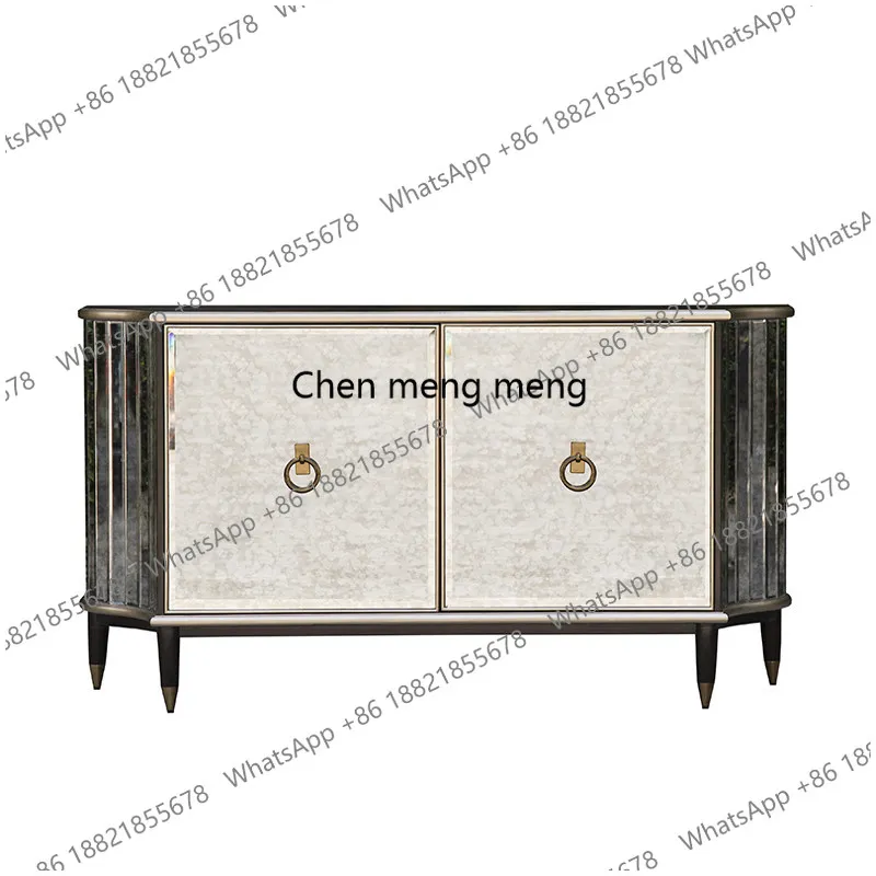 American light luxury antique mirror double door dining side cabinet three door storage entrance cabinet high-end customization