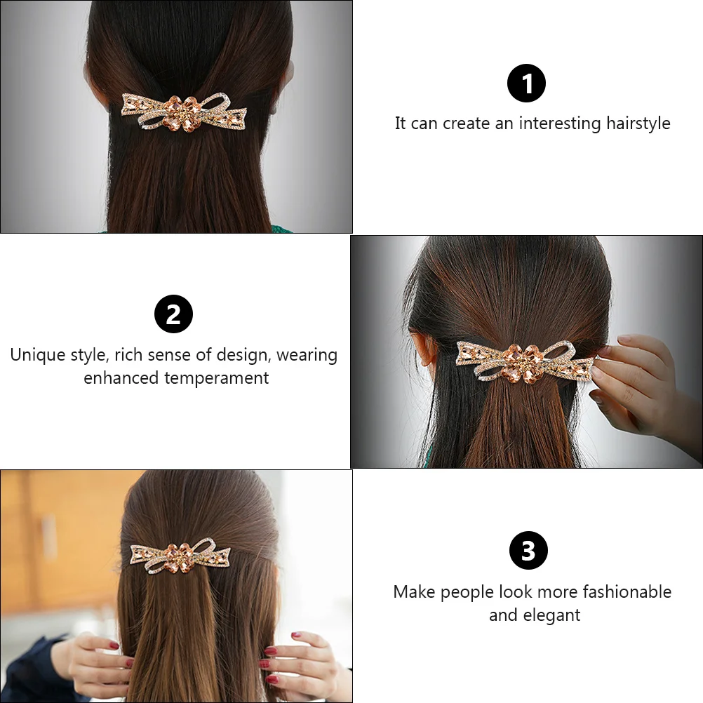 

Crystal Rhinestone Hair Barrette Elegant French Hairpin Automatic Clip Bridal Party Hair Accessory Girls Headdress