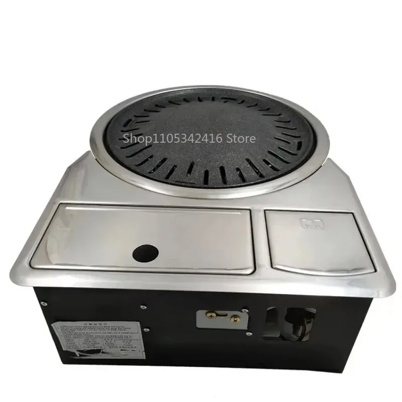 Commercial Indoor Portable Round BBQ Dining Table Built-in Propane/Butane Gas Burner Restaurant Grill