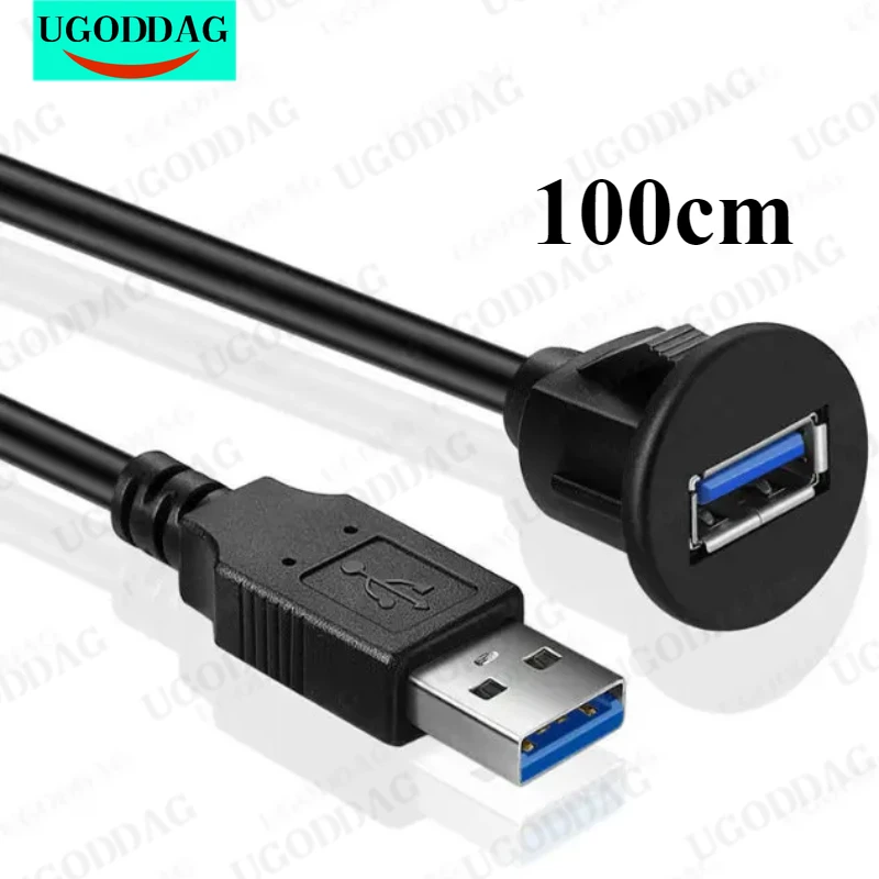 1M Small USB 3.0 Male To Female AUX Flush Panel Mount Extension Cable for Car Truck Boat Dashboard