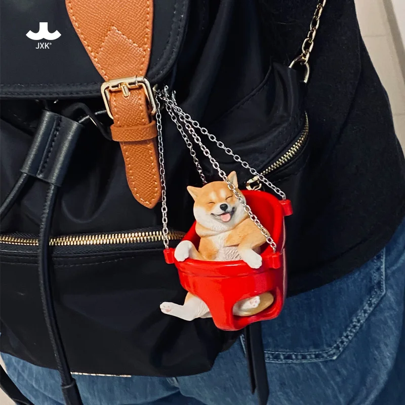 

In Stock JXK JXK118 1/6 Scale Multi Functional Creative Soldier Model Desktop Ornament Of Shiba Inu Swinging On The Swing