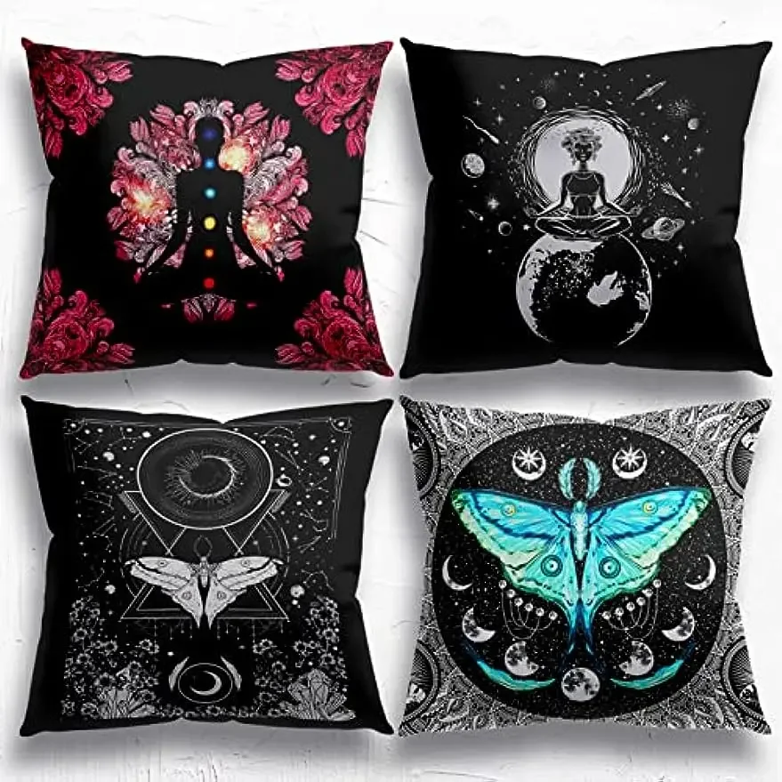 Mystic Seven Pulse Wheel Mandala Decoration Throw Pillow Case Tarot Card Pillow Case, Dormitory Decoration, Yoga Room Decoration