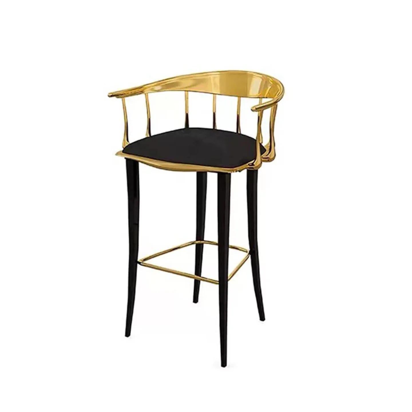 Full Home Furnishing Factory Wholesale Modern Luxury Brass High Bar Chair Velvet Leather Barstools for Home Bar Hotel Restaurant