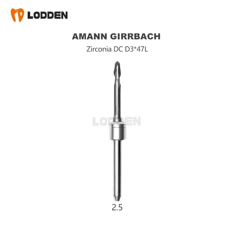 Amann Girrbach Dental Milling Burs For Grinding Zirconia Shank 3mm L47mm DC Diamond Coating Drill Diameter 2.5/1.0/0.6mm Tools