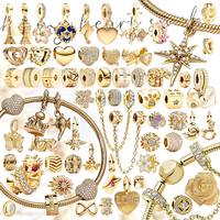 DIY Jewelry Gifts Sparkling Gold North Star Love Letter Infinity Knot Rose in Bloom Charm Beads Fit Original 925 Silver Bracelet