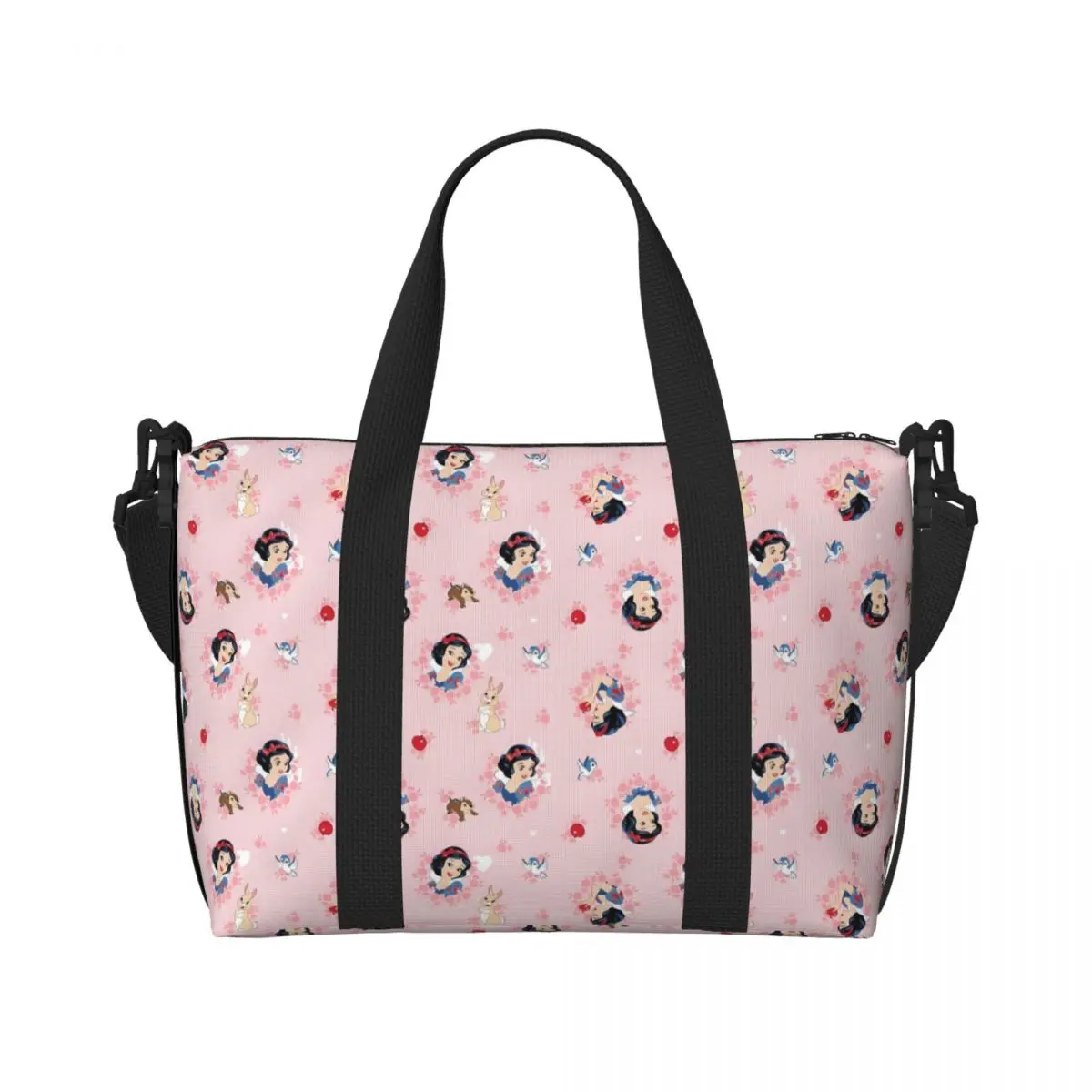 

Custom Snow White And The Seven Dwarfs Beach Tote Bag Women Extra Large Gym Carry On Kawaii Princess Cartoon Travel Shopping Bag