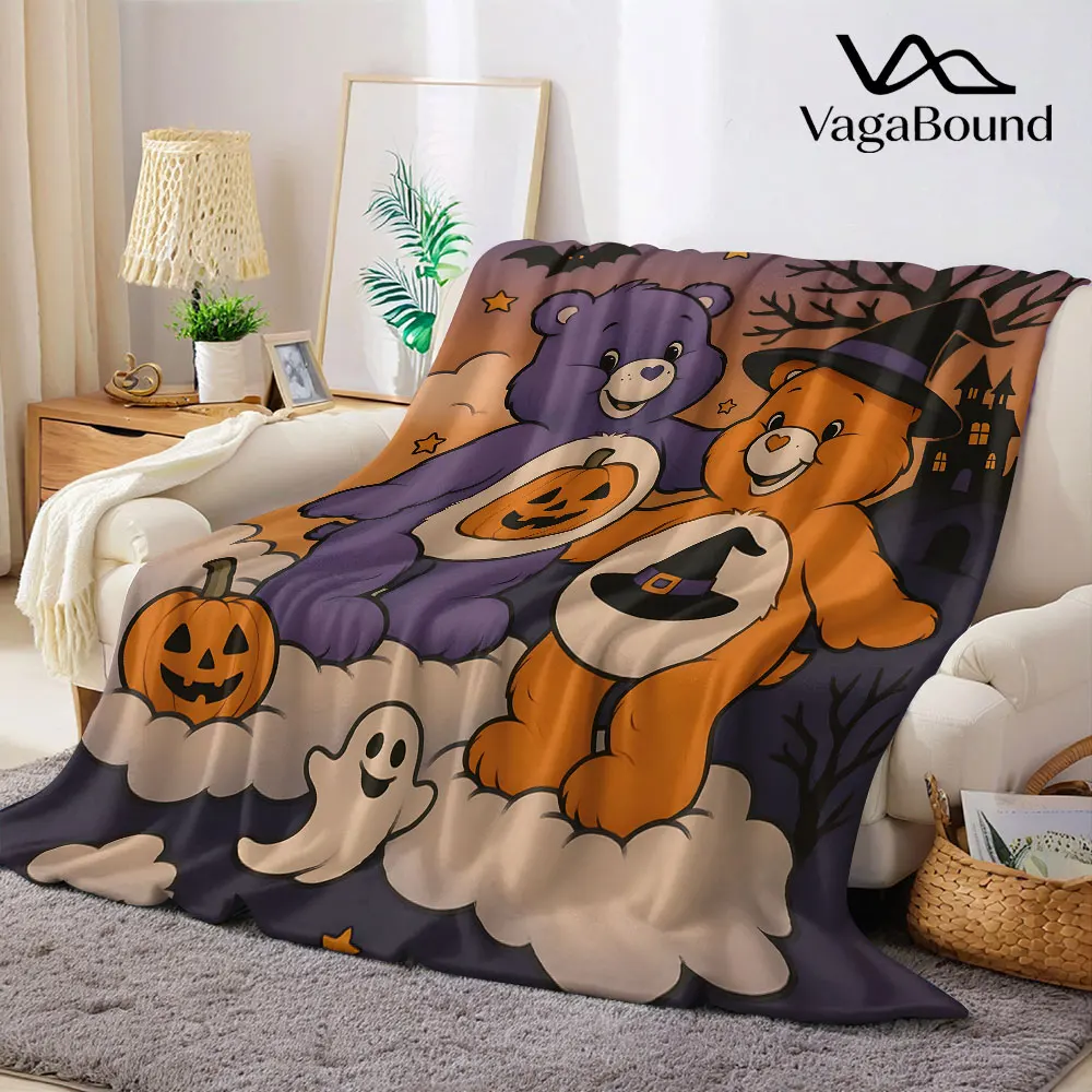 Halloween C-Care-s B-Bears Flannel Blanket Perfect for Sofa Office Bed Travel Sleep Read Relax Camping four season use