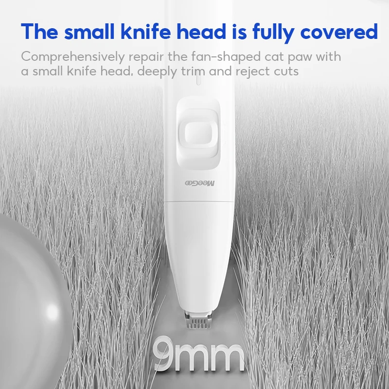 MeeGoo DU-HT06 Pet Clipper, Small Precision Blade, Low Noise Ceramic Blade, Rechargeable Dog/Cat Paw Face Ear Trimmer, White
