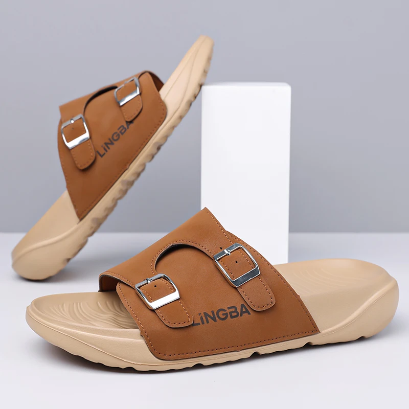 

Модные повседневные сандалии 2026: Новые мужские пляжные сандалии с мягкой подошвой, на плоском каблуке, удобные, легкие, размеры 40-45