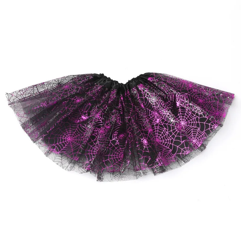 Jupe en filet de sorcière citrouille araignée pour enfants, jupe bouffante Ro Sle ort, jupe mi-longue en Fiber de Polyester