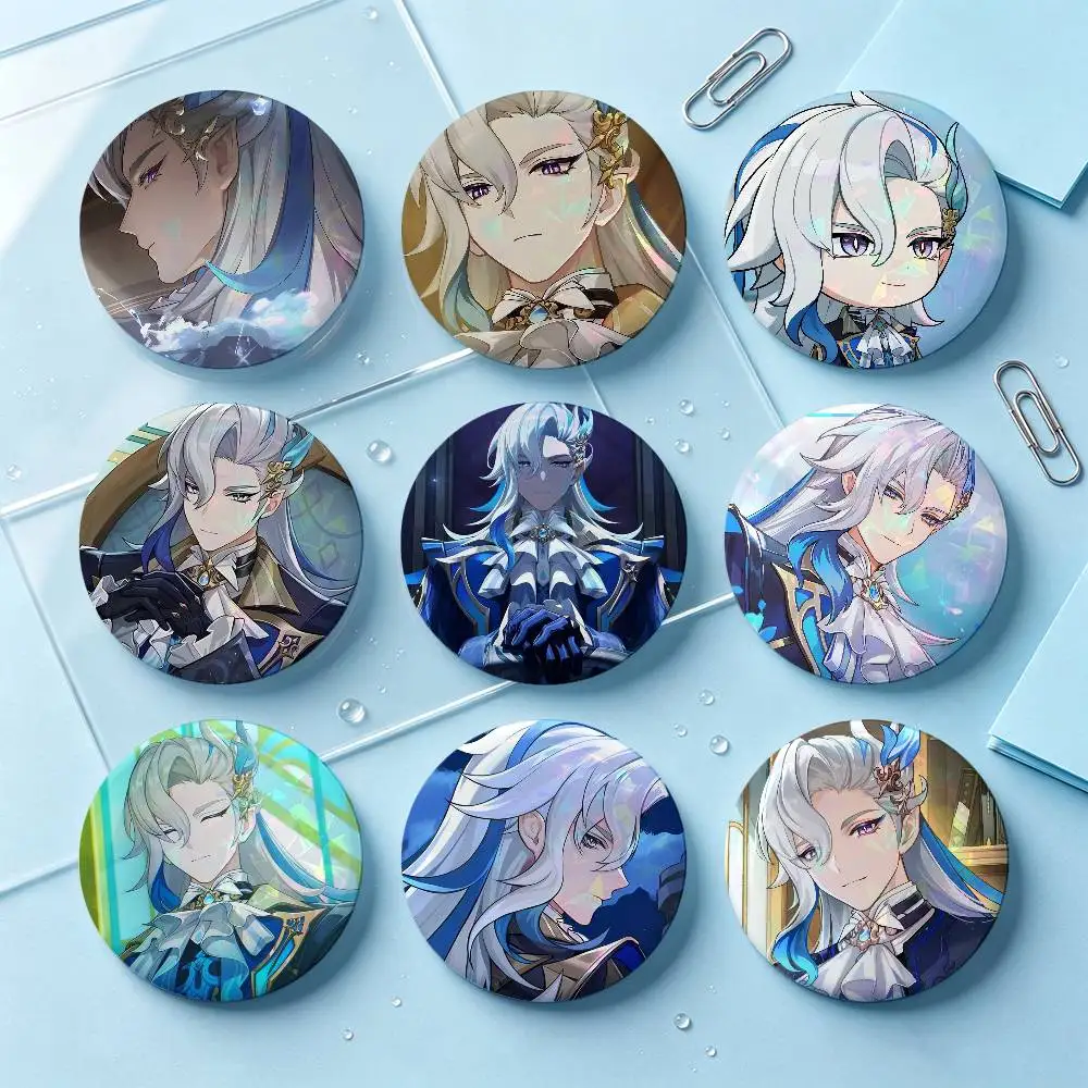 Neuvillette Genshin Impact Badges Button Round Creative Pin Brooch Badge Bag Decor Accessories Fans Collect Friends Gifts