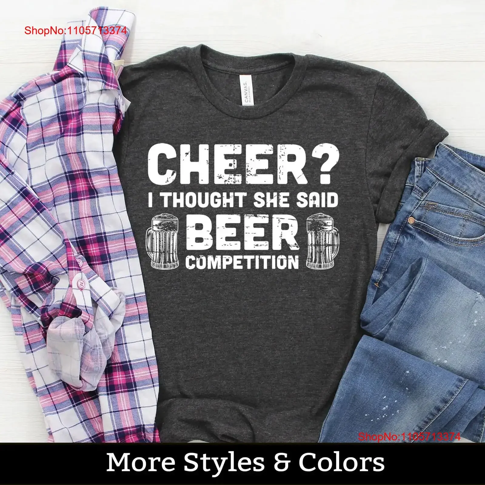 Cheer I Thought She Said Beer Competition T Shirt Funny Dad SweaT Cheerleader vintage Washed Unisex Slightly designer clothes